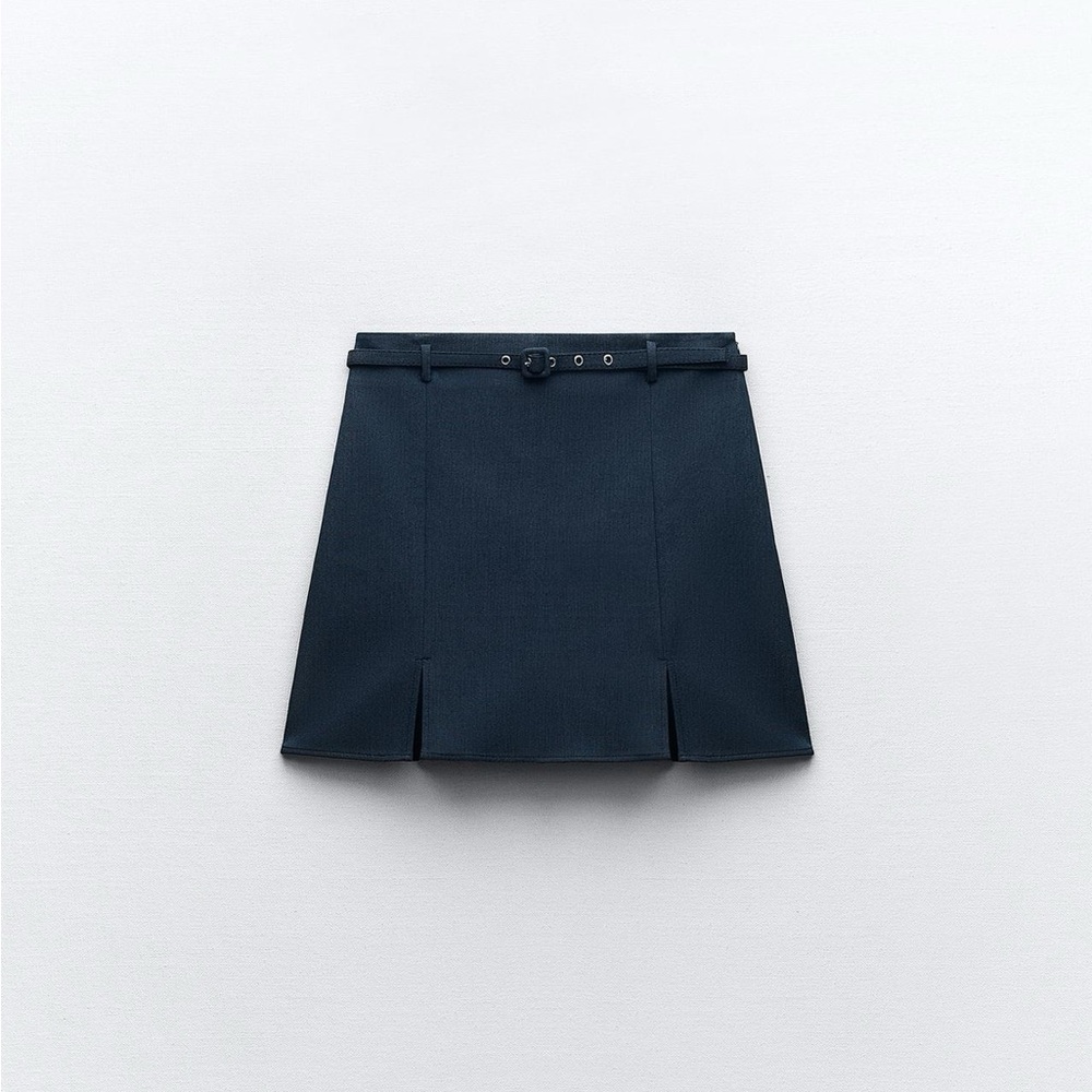 Zara Navy Blue Belted Women's Skort